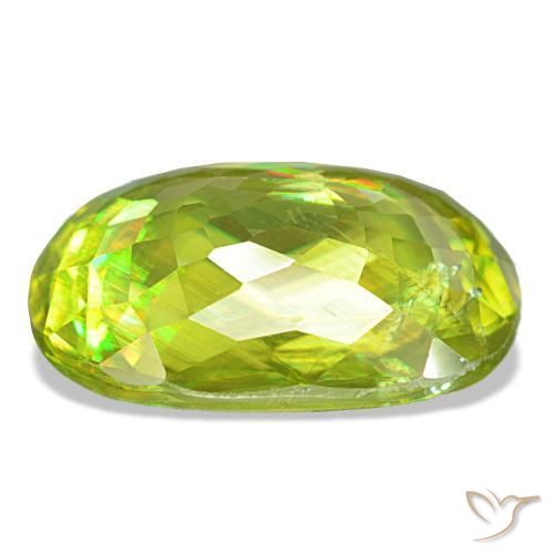 8.07캐럿 천연 밝은 그린 스펜(티타나이트), 쿠션 컷, 15×11.4 mm, VS
