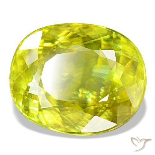 8.11캐럿 천연 따뜻한 흙빛 녹색 스펜(티타나이트), 타원형 컷, 13.2×10.8 mm, VS