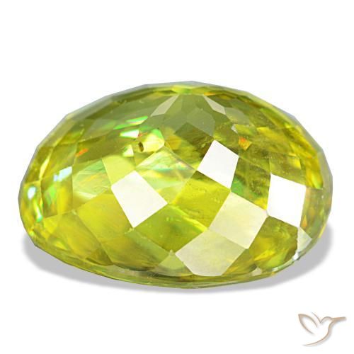 8.11캐럿 천연 따뜻한 흙빛 녹색 스펜(티타나이트), 타원형 컷, 13.2×10.8 mm, VS
