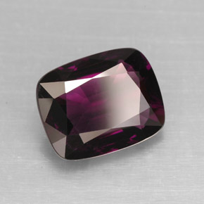 3.44캐럿 천연 딥 퍼플 스피넬, 쿠션 컷, 10.1×8.1 mm, VVS-VS