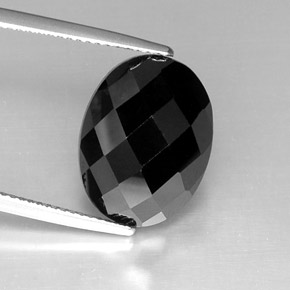 11.93캐럿 천연 검정색 스피넬, 타원형 컷, 15.9×12.2 mm, 불투명체