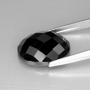 11.93캐럿 천연 검정색 스피넬, 타원형 컷, 15.9×12.2 mm, 불투명체