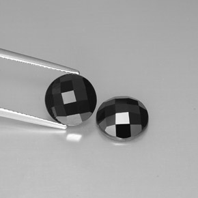 캐럿 천연 검정색 스피넬 보석, 라운드 컷, 10.14 mm, 불투명체