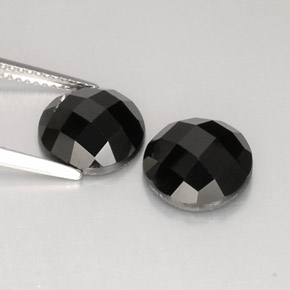 캐럿 천연 검정색 스피넬 보석, 라운드 컷, 10.05 mm, 불투명체
