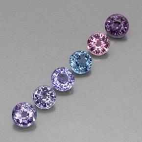 캐럿 천연 멀티컬러 스피넬 보석, 라운드 컷, 4.54 mm, VVS-VS