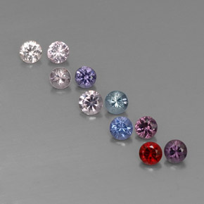 캐럿 천연 멀티컬러 스피넬 보석, 라운드 컷, 3.12 mm, VVS-VS