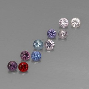캐럿 천연 멀티컬러 스피넬 보석, 라운드 컷, 3.12 mm, VVS-VS