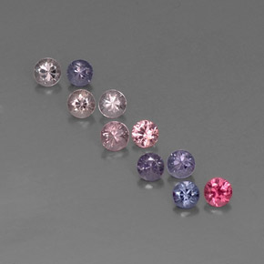 캐럿 천연 멀티컬러 스피넬 보석, 라운드 컷, 2.97 mm, VVS-VS