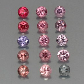 캐럿 천연 멀티컬러 스피넬 보석, 라운드 컷, 2.58 mm, VVS-VS