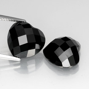 14.26캐럿 천연 검정색 스피넬 보석, 하트 모양, 12.1×11.8 mm, 불투명체