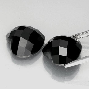 14.36캐럿 천연 검정색 스피넬 보석, 하트 모양, 12.1×11.9 mm, 불투명체