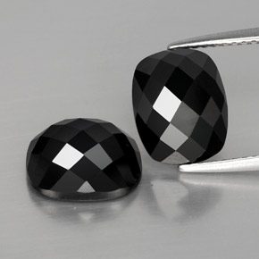 캐럿 천연 검정색 스피넬 보석, 쿠션 컷, 10.1×8.1 mm, 불투명체