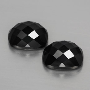 캐럿 천연 검정색 스피넬 보석, 쿠션 컷, 10.1×8.1 mm, 불투명체