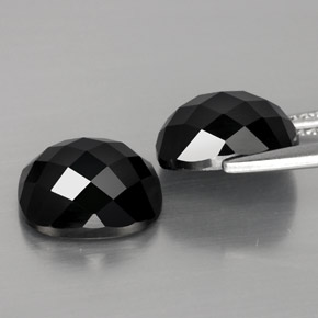 캐럿 천연 검정색 스피넬 보석, 쿠션 컷, 10.1×8.1 mm, 불투명체