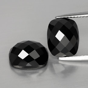 캐럿 천연 검정색 스피넬 보석, 쿠션 컷, 10×8.1 mm, 불투명체