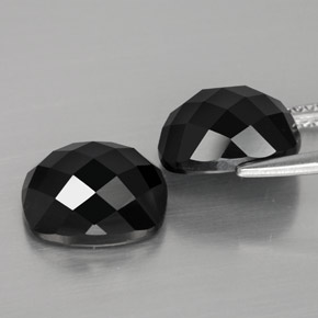 캐럿 천연 검정색 스피넬 보석, 쿠션 컷, 10×8.1 mm, 불투명체