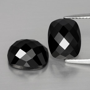 캐럿 천연 검정색 스피넬 보석, 쿠션 컷, 10×8.1 mm, 불투명체