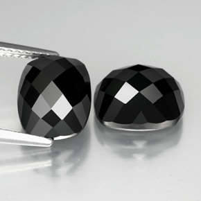 캐럿 천연 검정색 스피넬 보석, 쿠션 컷, 10.1×8.1 mm, 불투명체