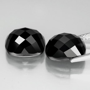 캐럿 천연 검정색 스피넬 보석, 쿠션 컷, 10.1×8.1 mm, 불투명체