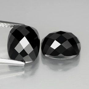 캐럿 천연 검정색 스피넬 보석, 쿠션 컷, 10×8.1 mm, 불투명체