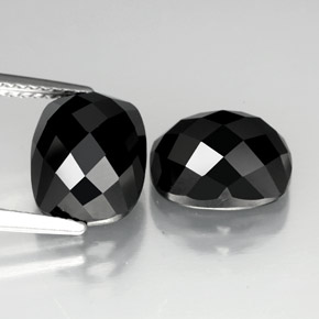 캐럿 천연 검정색 스피넬 보석, 쿠션 컷, 9.9×8.1 mm, 불투명체