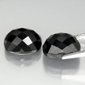 캐럿 천연 검정색 스피넬 보석, 쿠션 컷, 9.9×8.1 mm, 불투명체