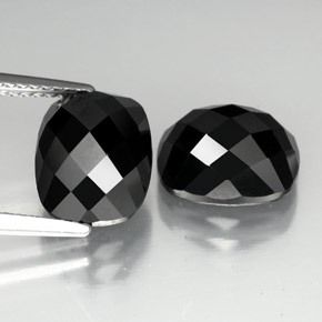 캐럿 천연 검정색 스피넬 보석, 쿠션 컷, 10×8.1 mm, 불투명체