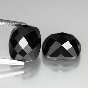 7.86캐럿 천연 검정색 스피넬 보석, 쿠션 컷, 10×8.1 mm, 불투명체