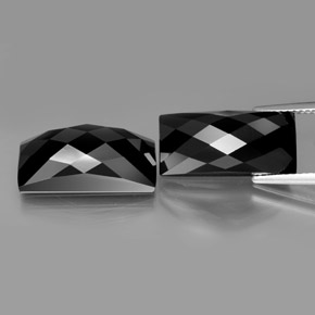 25.01캐럿 천연 골드 광택이 있는 블랙 스피넬 보석, 바게트, 17.6×8.2 mm, 불투명체