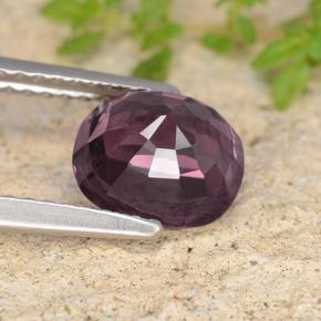 2.09캐럿 천연 딥 퍼플 레드 스피넬, 쿠션 컷, 7.7×6.7 mm, VVS-VS