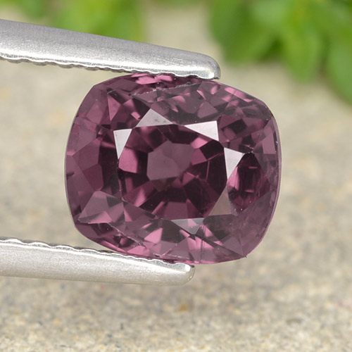 1.69캐럿 천연 붉은빛 퍼플 스피넬, 쿠션 컷, 7.2×6.2 mm, VVS