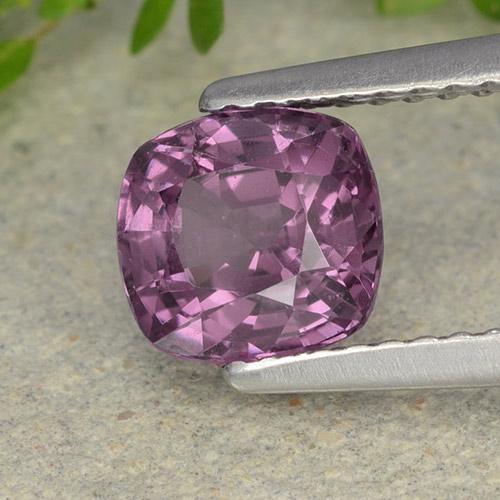 1.46캐럿 천연 다크 상그리아 스피넬, 쿠션 컷, 6.6×6.2 mm, VS