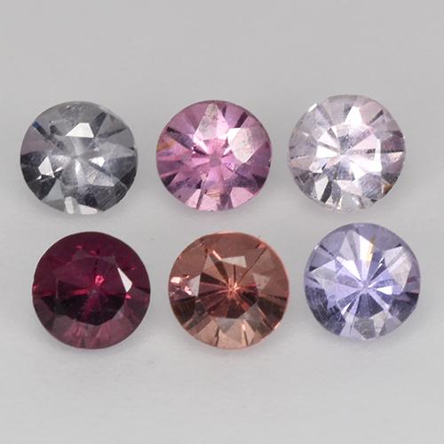 0.93캐럿 천연 멀티컬러 스피넬 보석, 라운드 컷, 3.32 mm, VS