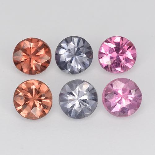 1.01캐럿 천연 멀티컬러 스피넬 보석, 라운드 컷, 3.27 mm, VS