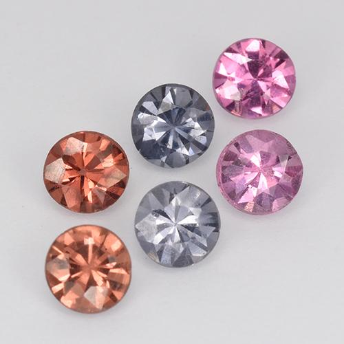 1.01캐럿 천연 멀티컬러 스피넬 보석, 라운드 컷, 3.27 mm, VS