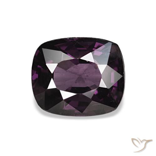 1.48캐럿 천연 다크 퍼플 스피넬, 쿠션 컷, 7.4×6.3 mm, VVS-VS