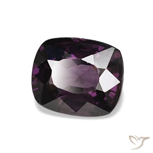 1.48캐럿 천연 다크 퍼플 스피넬, 쿠션 컷, 7.4×6.3 mm, VVS-VS