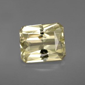 5.10캐럿 천연 라이트 옐로우 스포듀민, 에메랄드 컷, 10.8×9.1 mm, VS