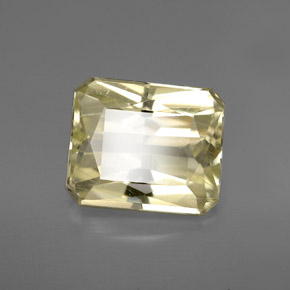 5.10캐럿 천연 라이트 옐로우 스포듀민, 에메랄드 컷, 10.8×9.1 mm, VS