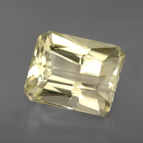 5.90캐럿 천연 라이트 옐로우 스포듀민, 에메랄드 컷, 11.2×9.1 mm, VS
