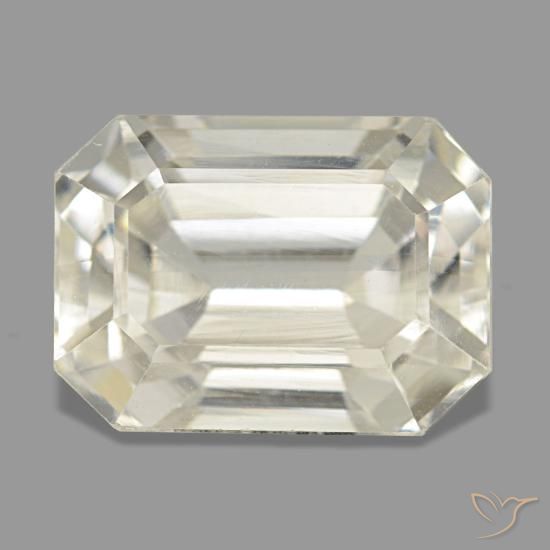 6.86캐럿 천연 라이트 옐로우 스포듀민, 에메랄드 컷, 11.6×8.5 mm, VVS