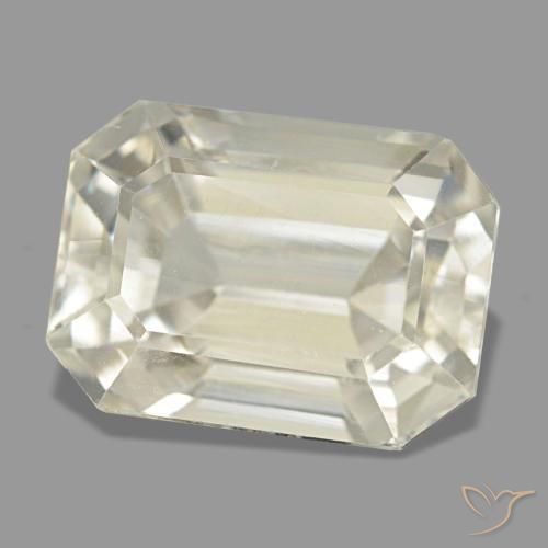 6.86캐럿 천연 라이트 옐로우 스포듀민, 에메랄드 컷, 11.6×8.5 mm, VVS