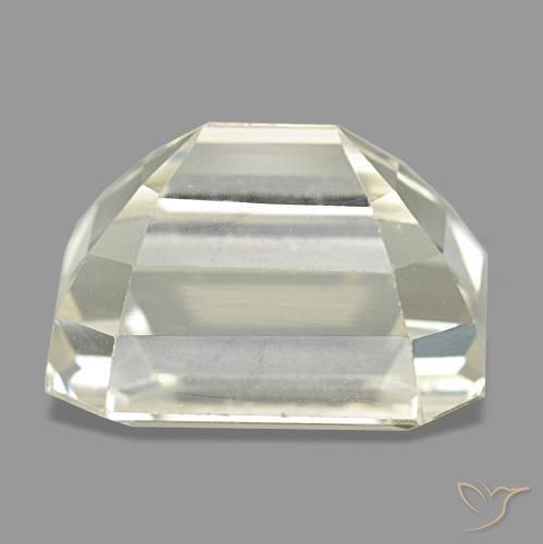 6.86캐럿 천연 라이트 옐로우 스포듀민, 에메랄드 컷, 11.6×8.5 mm, VVS