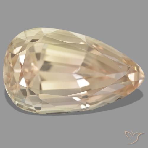 61.88캐럿 천연 라이트 오렌지 스포듀민, 배 모양, 31.8×19.1 mm, VS