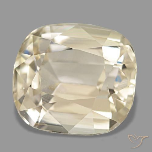 5.05캐럿 천연 라이트 옐로우 스포듀민, 쿠션 컷, 10.3×9.3 mm, VVS-VS