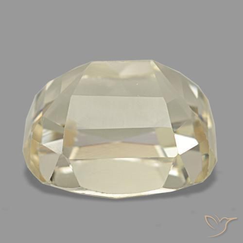 5.05캐럿 천연 라이트 옐로우 스포듀민, 쿠션 컷, 10.3×9.3 mm, VVS-VS