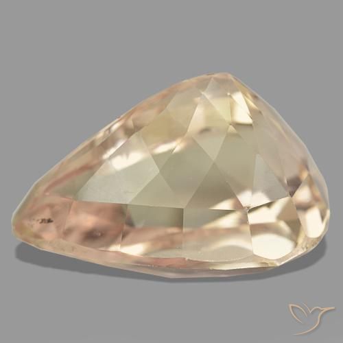 42.64캐럿 천연 오렌지 핑크 스포듀민, 배 모양, 25.6×17.6 mm, VS