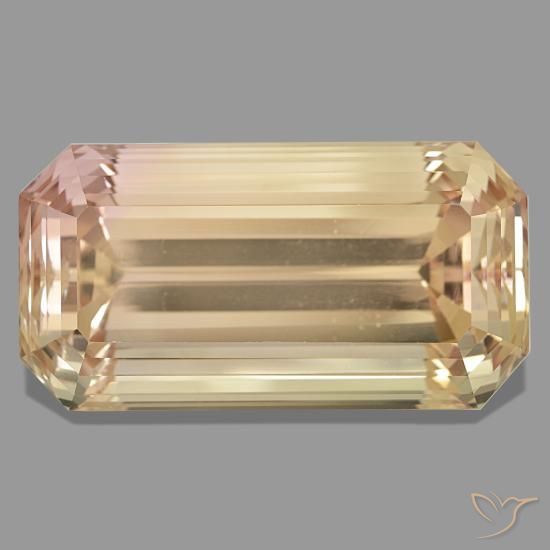 244.05캐럿 천연 라이트 오렌지 스포듀민, 에메랄드 컷, 47.3×24.8 mm, VVS