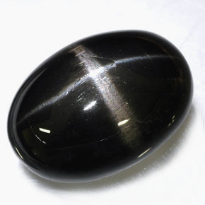 39.09캐럿 천연 검정색 스타 디옵사이드, 타원형 컷, 25.1×18 mm, 불투명체