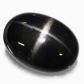 39.09캐럿 천연 검정색 스타 디옵사이드, 타원형 컷, 25.1×18 mm, 불투명체